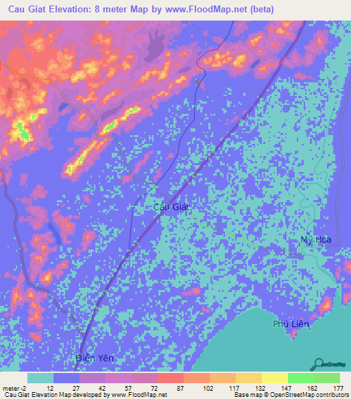 Cau Giat,Vietnam Elevation Map