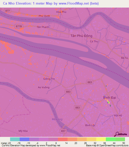 Ca Nho,Vietnam Elevation Map