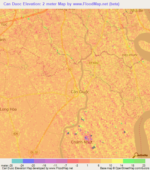 Can Duoc,Vietnam Elevation Map