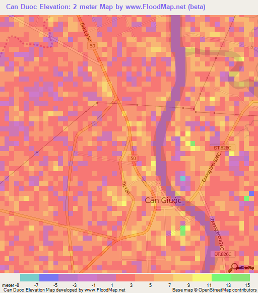 Can Duoc,Vietnam Elevation Map