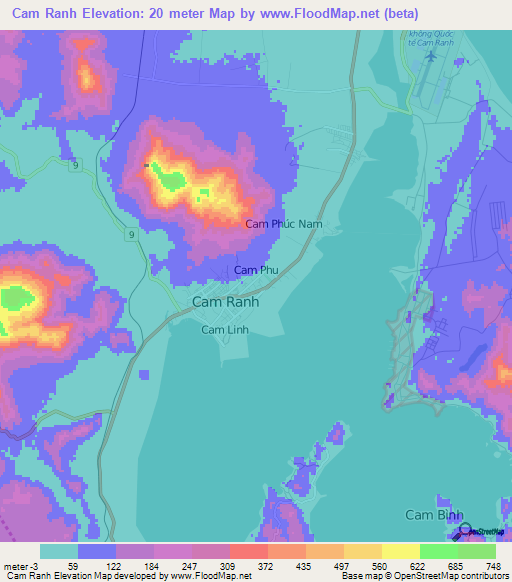 Cam Ranh,Vietnam Elevation Map