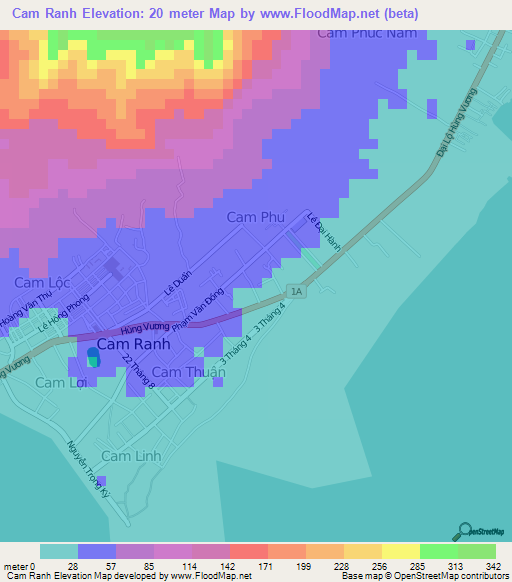 Cam Ranh,Vietnam Elevation Map