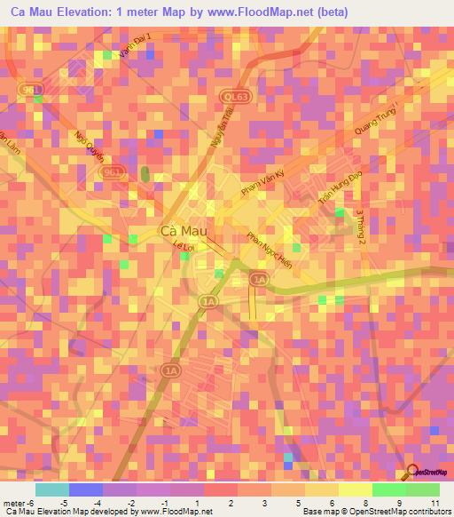 Ca Mau,Vietnam Elevation Map