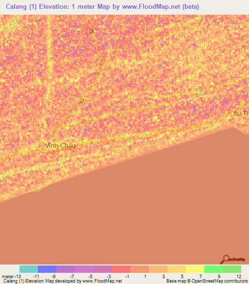 Calang (1),Vietnam Elevation Map