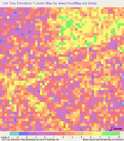 Cai Trau,Vietnam Elevation Map