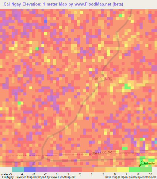 Cai Ngay,Vietnam Elevation Map