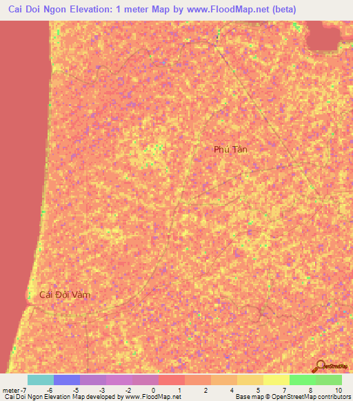 Cai Doi Ngon,Vietnam Elevation Map