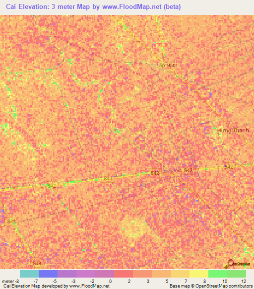 Cai,Vietnam Elevation Map