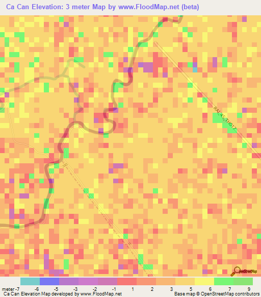 Ca Can,Vietnam Elevation Map