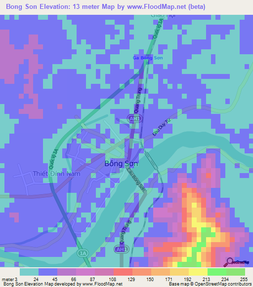 Bong Son,Vietnam Elevation Map