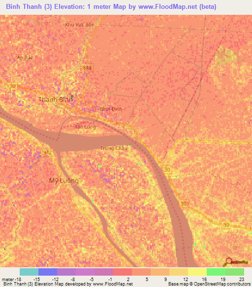 Binh Thanh (3),Vietnam Elevation Map