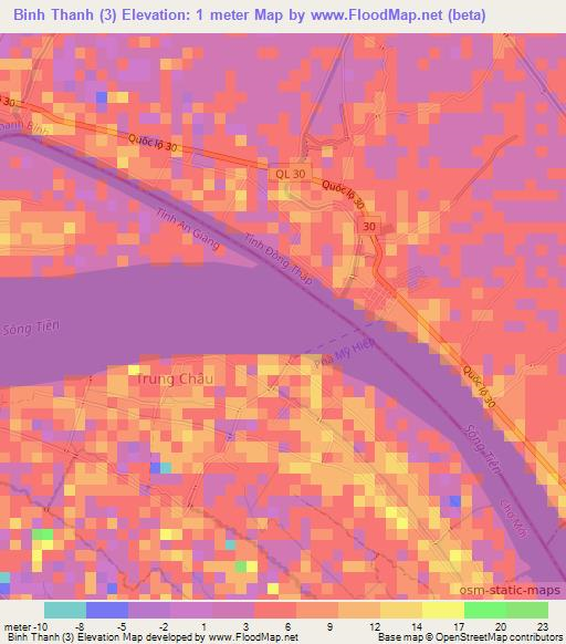 Binh Thanh (3),Vietnam Elevation Map