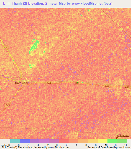 Binh Thanh (2),Vietnam Elevation Map