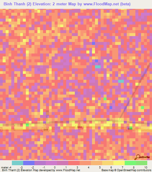 Binh Thanh (2),Vietnam Elevation Map