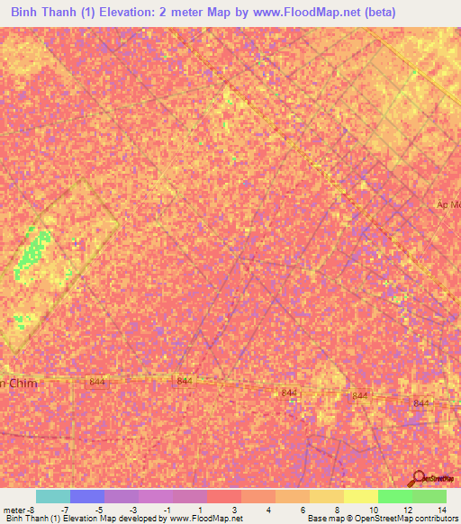 Binh Thanh (1),Vietnam Elevation Map