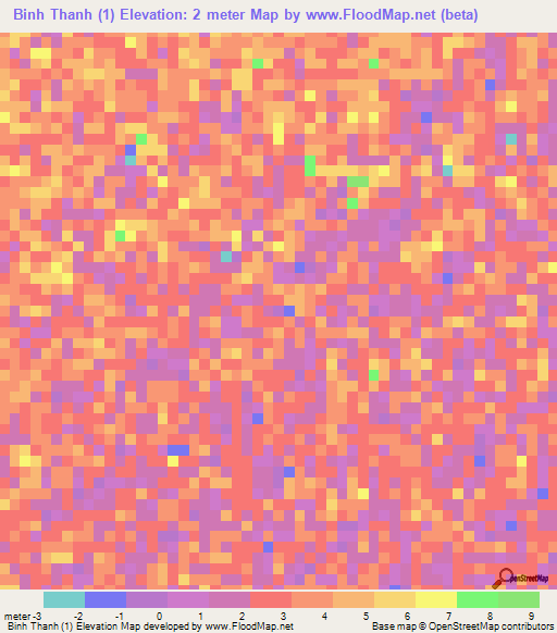 Binh Thanh (1),Vietnam Elevation Map