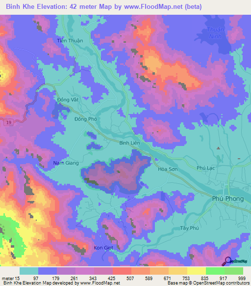 Binh Khe,Vietnam Elevation Map