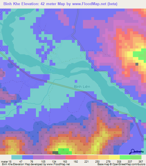 Binh Khe,Vietnam Elevation Map