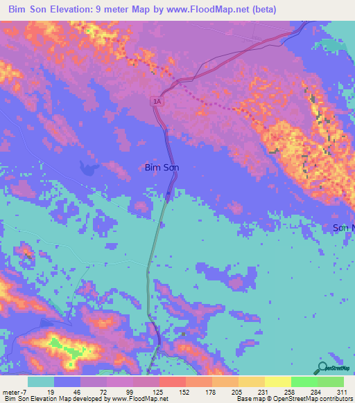 Bim Son,Vietnam Elevation Map