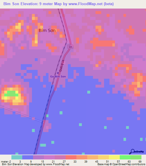 Bim Son,Vietnam Elevation Map