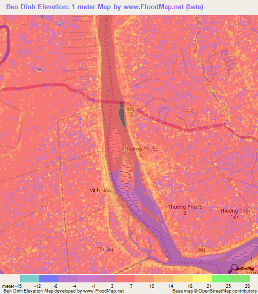 Ben Dinh,Vietnam Elevation Map