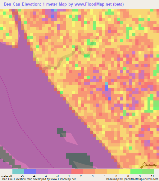 Ben Cau,Vietnam Elevation Map