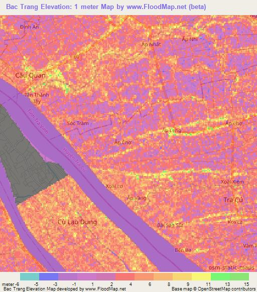 Bac Trang,Vietnam Elevation Map