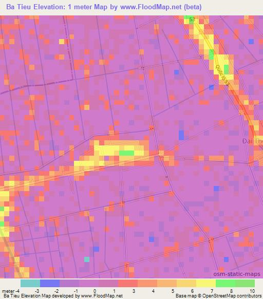 Ba Tieu,Vietnam Elevation Map