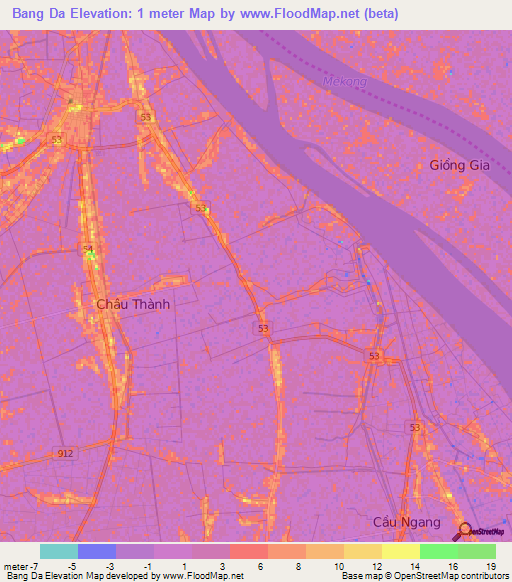 Bang Da,Vietnam Elevation Map