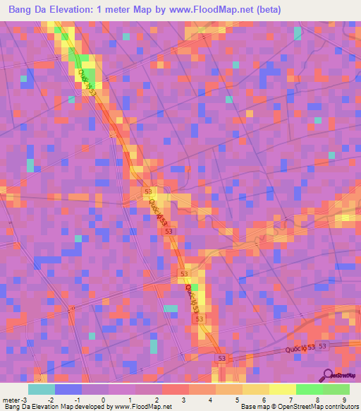 Bang Da,Vietnam Elevation Map