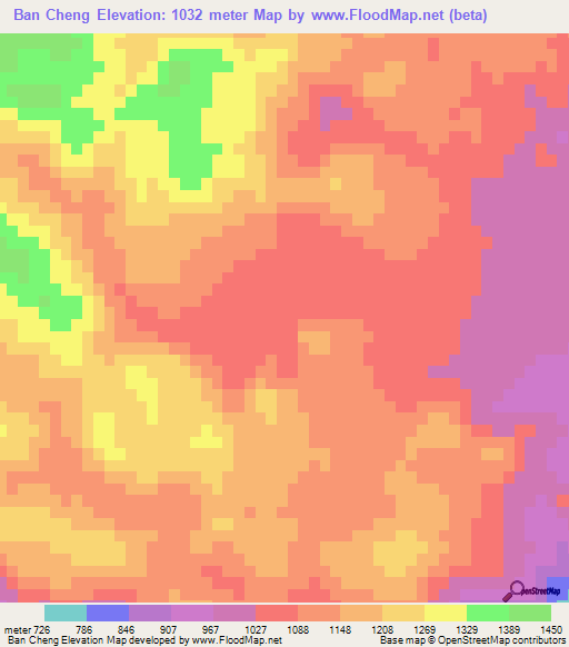 Ban Cheng,Vietnam Elevation Map