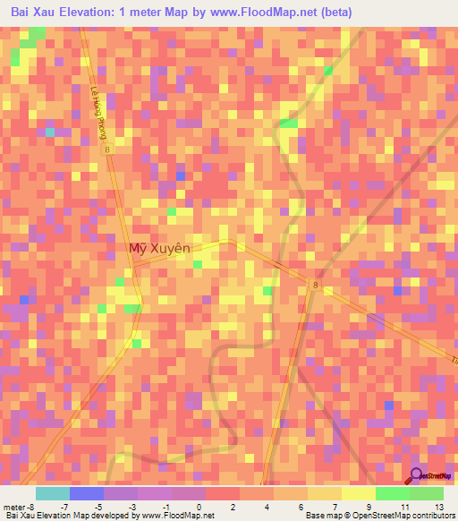 Bai Xau,Vietnam Elevation Map