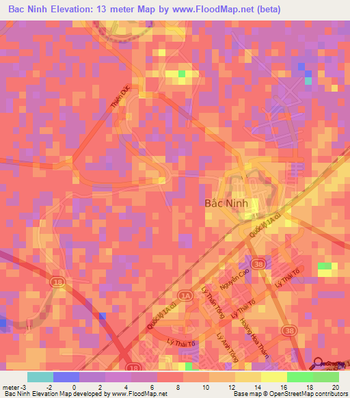 Bac Ninh,Vietnam Elevation Map