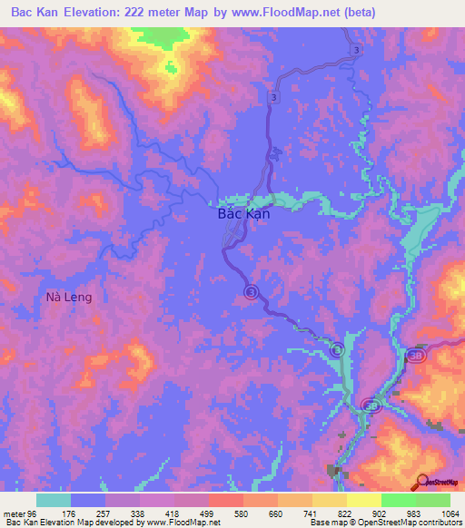 Bac Kan,Vietnam Elevation Map