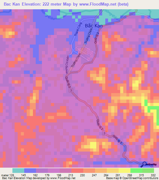 Bac Kan,Vietnam Elevation Map