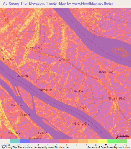 Ap Xuong Thoi,Vietnam Elevation Map