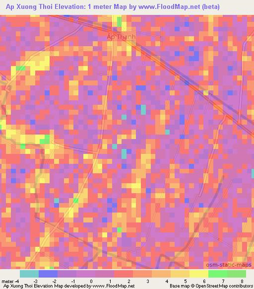 Ap Xuong Thoi,Vietnam Elevation Map