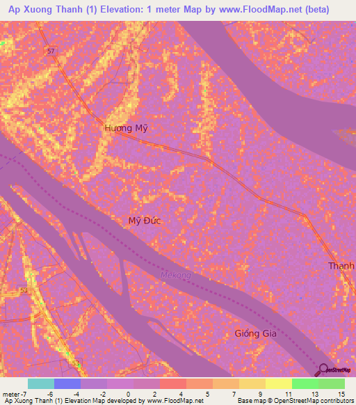 Ap Xuong Thanh (1),Vietnam Elevation Map