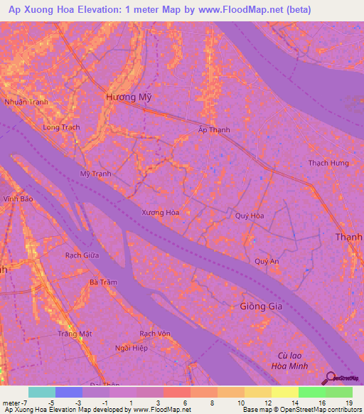 Ap Xuong Hoa,Vietnam Elevation Map