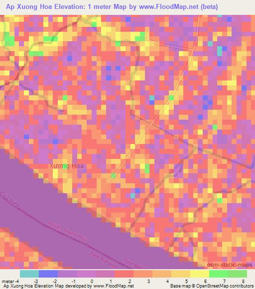 Ap Xuong Hoa,Vietnam Elevation Map