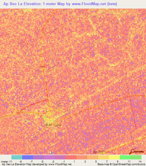 Ap Xeo La,Vietnam Elevation Map