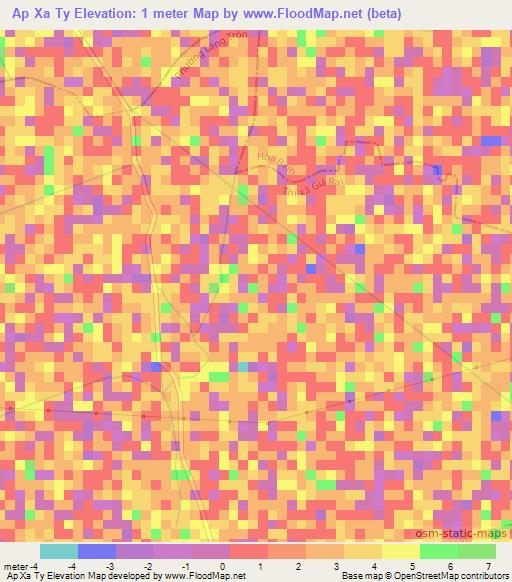 Ap Xa Ty,Vietnam Elevation Map