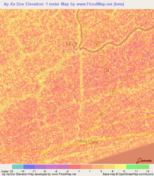 Ap Xa Don,Vietnam Elevation Map