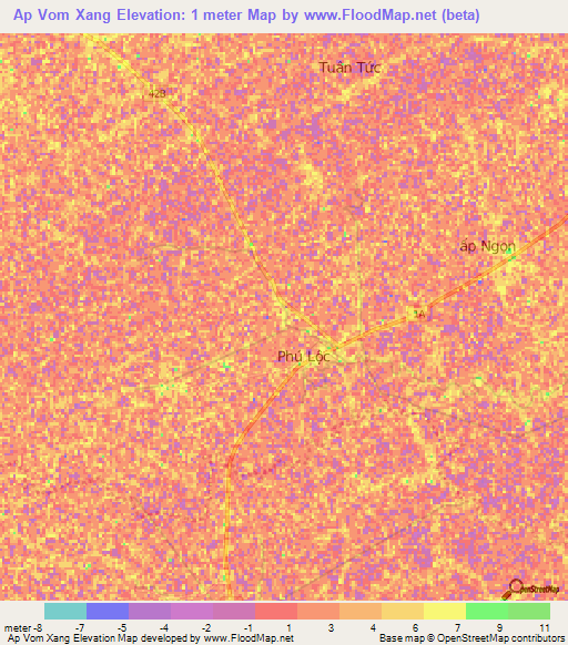 Ap Vom Xang,Vietnam Elevation Map