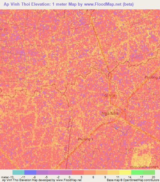 Ap Vinh Thoi,Vietnam Elevation Map