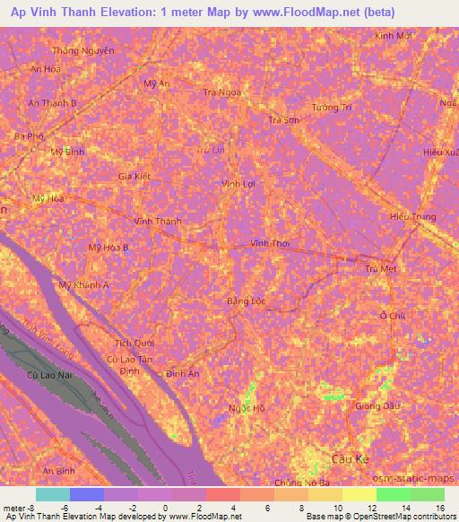 Ap Vinh Thanh,Vietnam Elevation Map