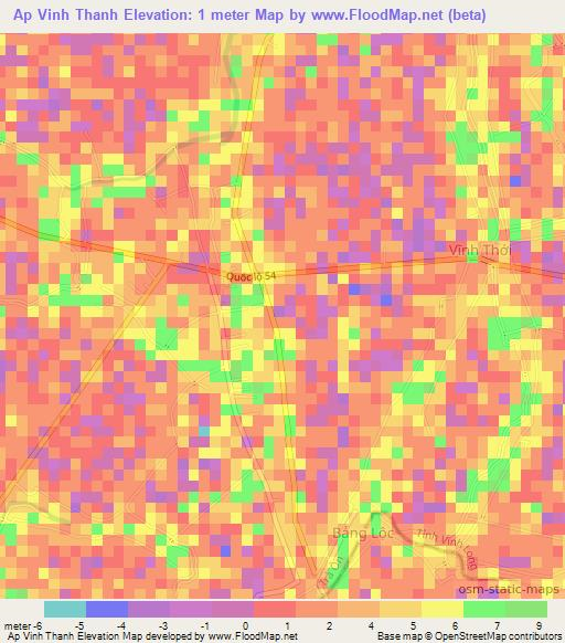 Ap Vinh Thanh,Vietnam Elevation Map