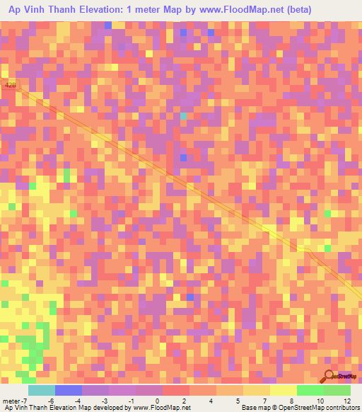 Ap Vinh Thanh,Vietnam Elevation Map