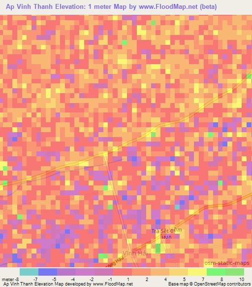 Ap Vinh Thanh,Vietnam Elevation Map