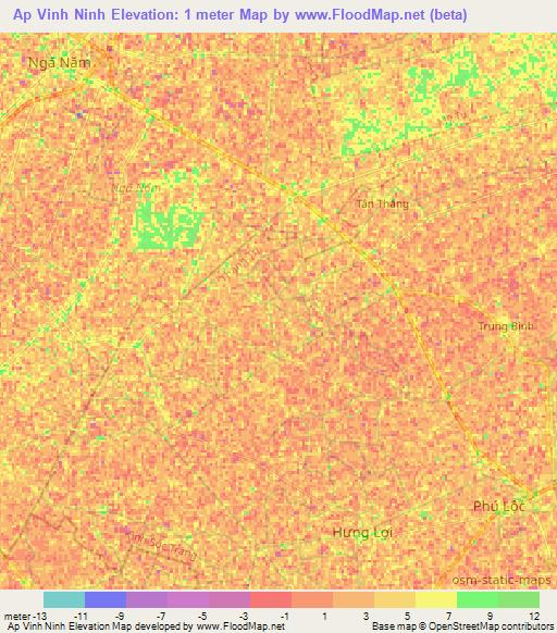 Ap Vinh Ninh,Vietnam Elevation Map